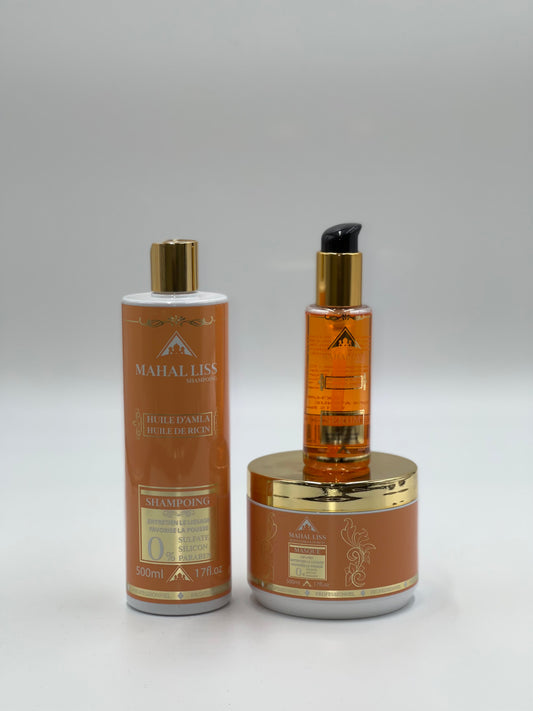 Mahal Liss - Lot shampoing masque sérum huile d’amla & ricin